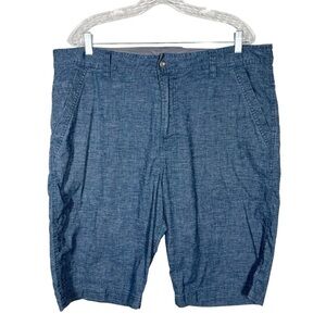 Prana Mens Furrow Hemp Recycled Polyester Gray Shorts Size 38 Waist 11” Inseam